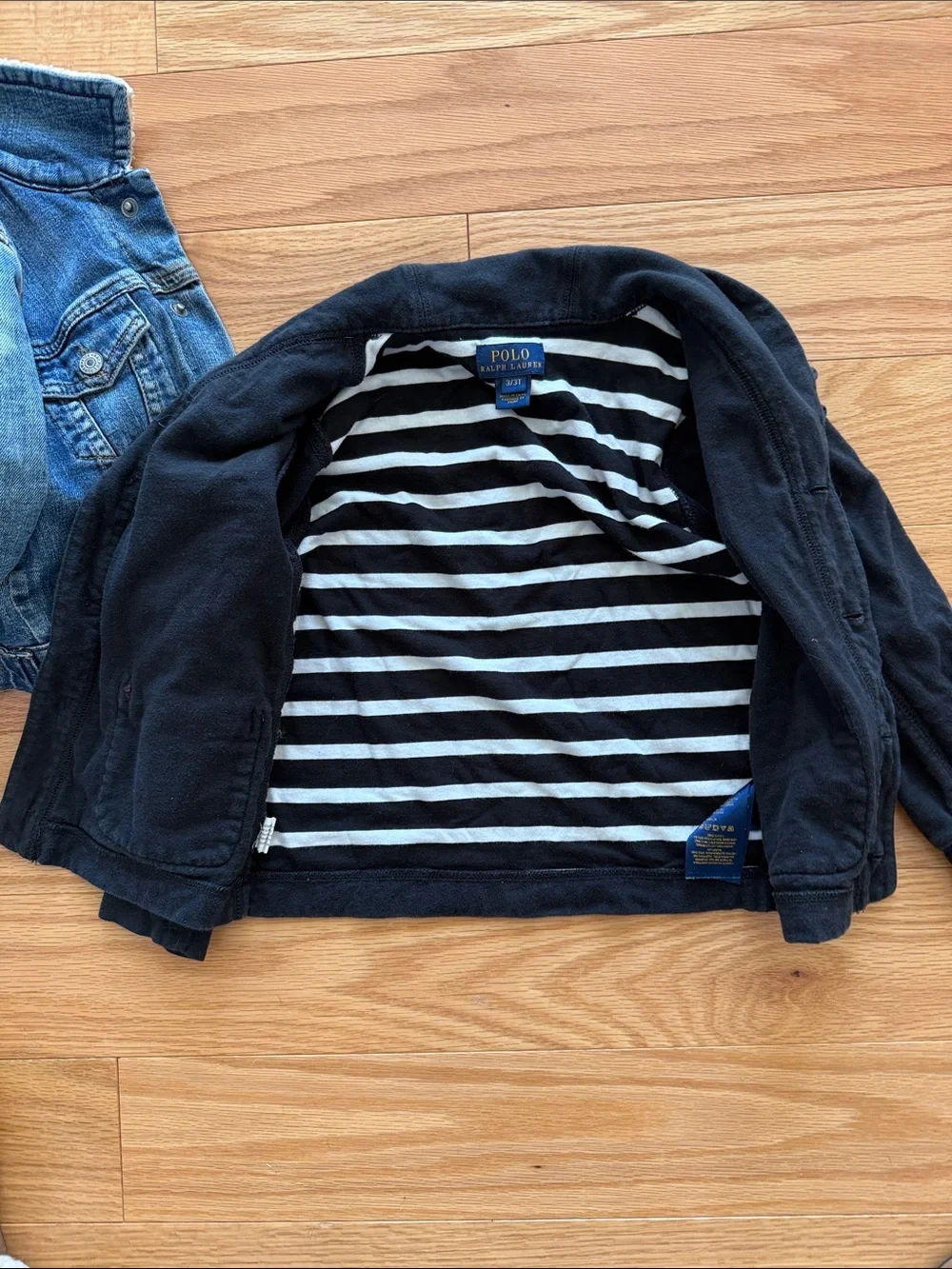 Polo by Ralph Lauren Black cowl neck cardigan   & Denim Sherpa bomber Jacket